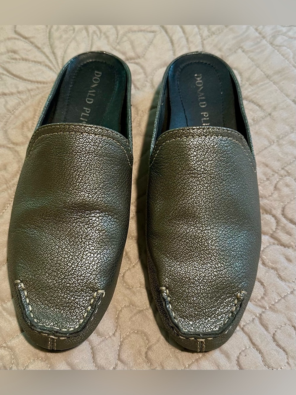 Donald J. Pliner Metallic Leather Slip-On Mules